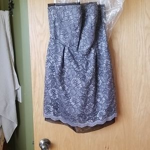 NWT gray lace strapless David's Bridal dress